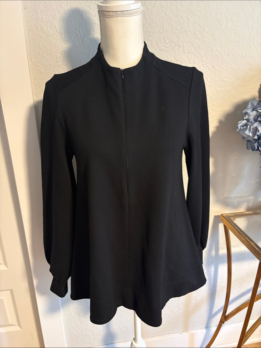 ME+EM Ponti Knit Black Long-Sleeve Tunic Top